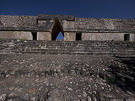 Nunnery Quadrangle South Side at Uxmal Ruins - uxmal mayan ruins,uxmal mayan temple,mayan temple pictures,mayan ruins photos